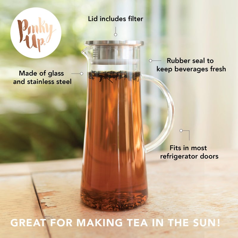 Pinky Up Charlie Iced Tea Glass Carafe with Lid and Filter, Pitcher for Cold Coffee, Lemonade, Fruit Juices, Sparkling Water, Soda, 1.5 Liter Capacity - Image 2